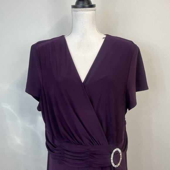 R&M Richards Top Blouse Plus size 20W Plum Purple Stretch Diamond Buckle Wedding - Picture 2 of 9